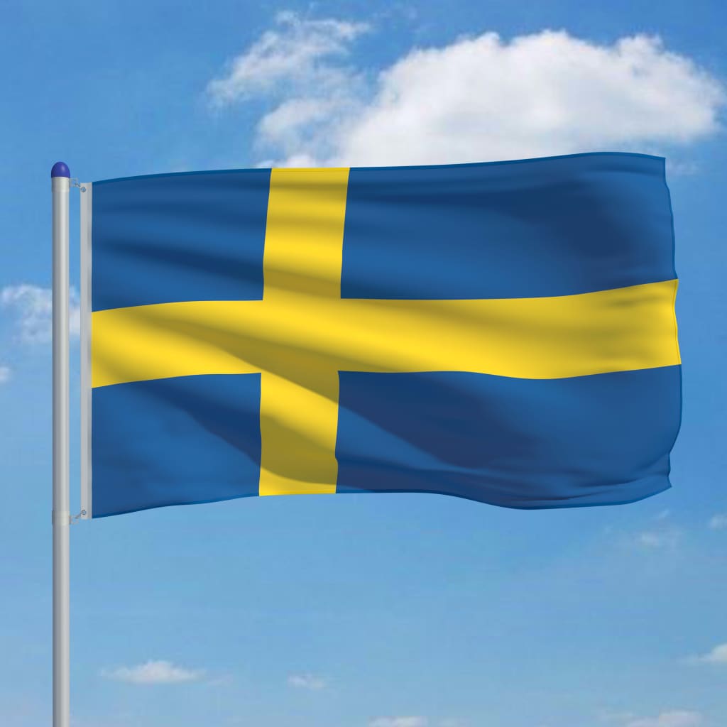 vidaXL Sveriges flagga och flaggstång i aluminium 6 m