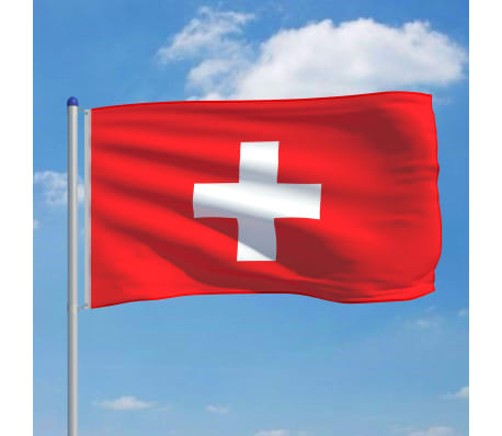 vidaXL Флаг на Швейцария и алуминиев флагщок, 6 м