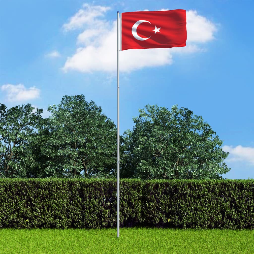 vidaXL Steag Turcia și stâlp din aluminiu, 6 m imagine vidaxl.ro