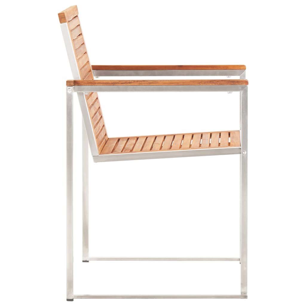 Трапезен комплект от 9 части, акация масив и неръждаема стомана