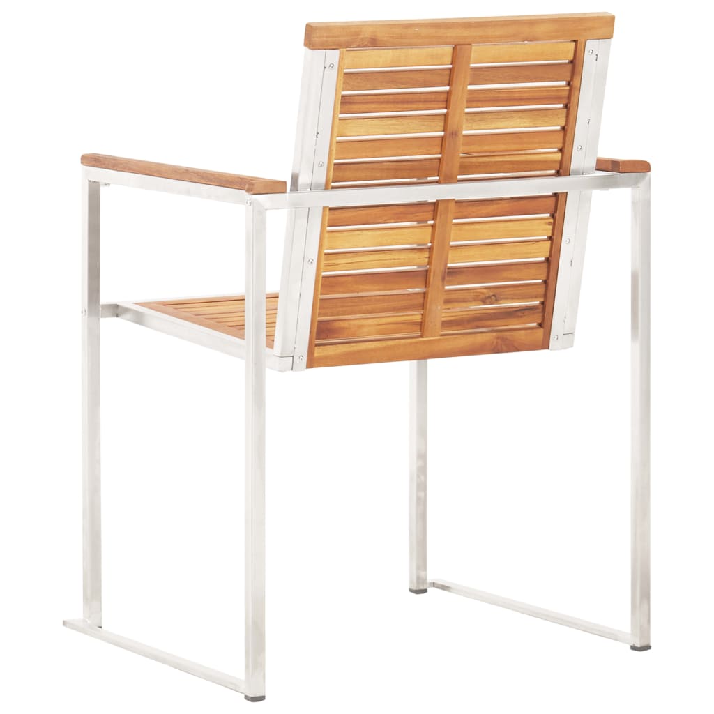 Трапезен комплект от 9 части, акация масив и неръждаема стомана