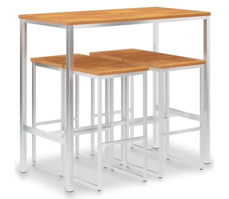 vidaXL Baro baldų komplektas, 5 dalių, akacijos masyvas ir plienas