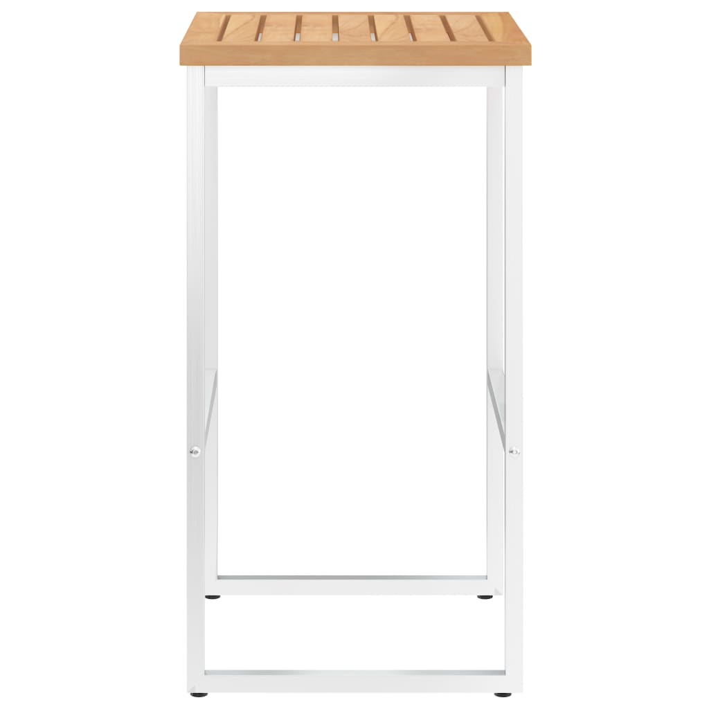 Set de bar, 3 piese, lemn masiv de tec & oțel inoxidabil