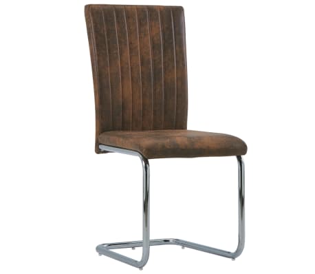 vidaXL Gembinės valgomojo kėdės, 6vnt., rudos, dirbtinė versta oda