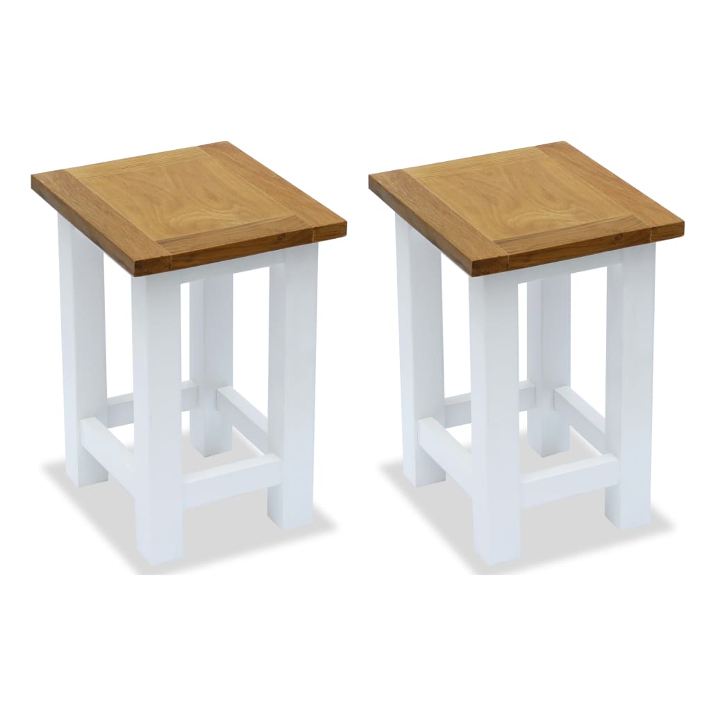 VidaXL Tables D'appoint 2 Pcs 27 X 24 X 37 Cm Bois De Chêne Massif