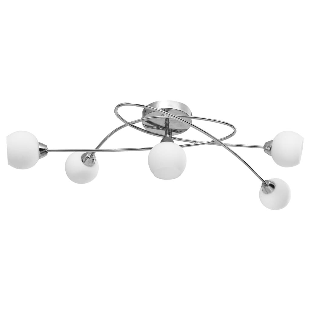 vidaXL Ceiling Lamp with Round White Ceramic Shades for 5 G9 Bulbs