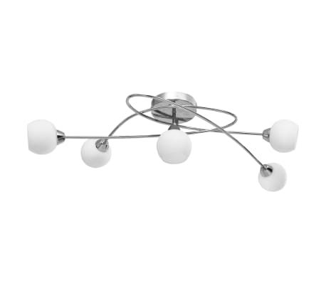 vidaXL Ceiling Lamp with Round White Ceramic Shades for 5 G9 Bulbs