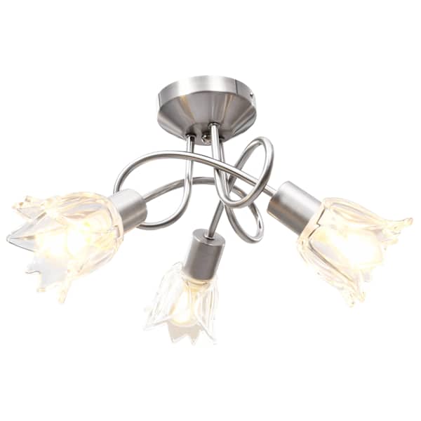 vidaXL laelamp l&auml;bipaistvate klaasist varjudega 3 E14 pirni, tulp