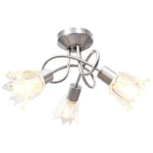 Stropní lampa průhledná skleněná stínidla 3 žárovky E14 tulipán - obrázek 1