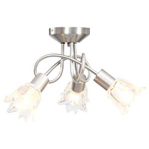 Stropní lampa průhledná skleněná stínidla 3 žárovky E14 tulipán - obrázek 3