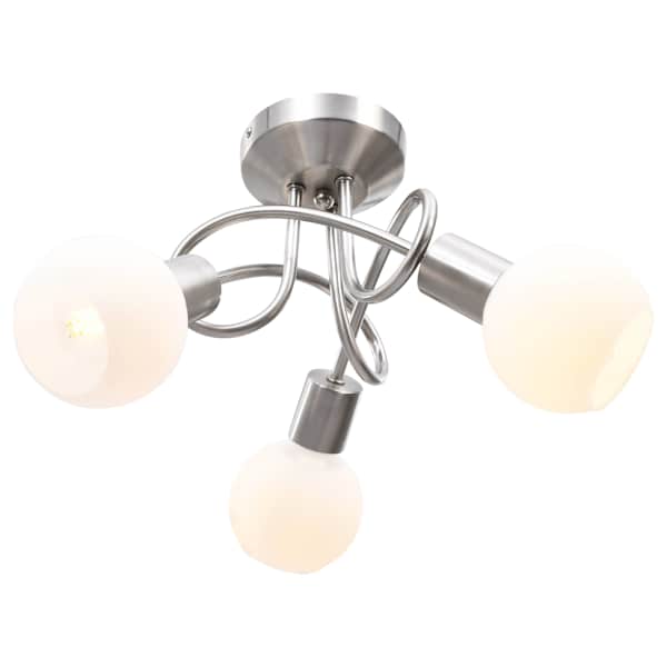 vidaXL laelamp keraamiliste varjudega 3 E14 pirni jaoks, valge kera