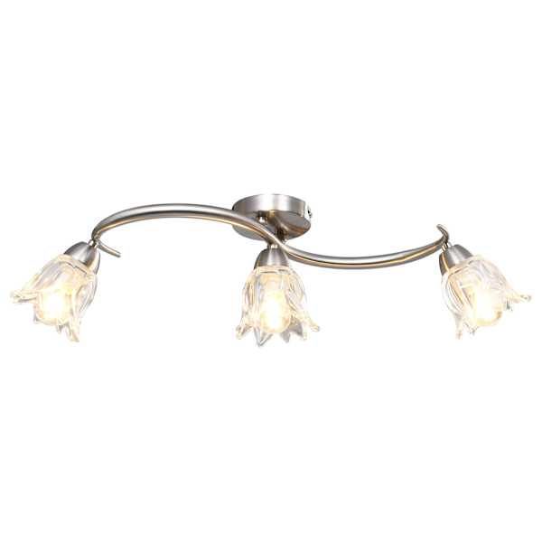 vidaXL laelamp l&auml;bipaistvate klaasist varjudega 3 E14 pirni, tulp