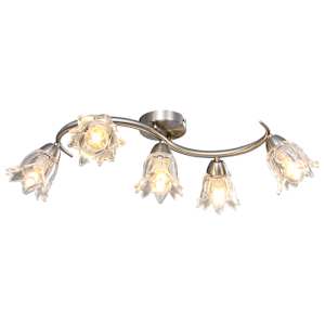 Stropní lampa průhledná skleněná stínidla 5 žárovek E14 tulipán