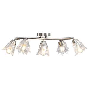 Stropní lampa průhledná skleněná stínidla 5 žárovek E14 tulipán - obrázek 3