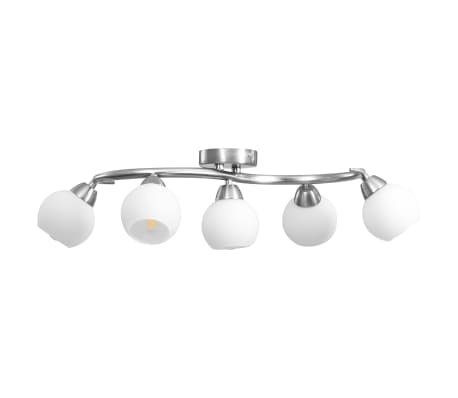 vidaXL Lámpara de techo pantallas cerámica bol blanco 5 bombillas E14