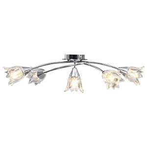 vidaXL laelamp l&auml;bipaistvate klaasist varjudega 5 E14 pirni, tulp