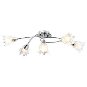 Stropní lampa průhledná skleněná stínidla 5 žárovek E14 tulipán - obrázek 2