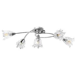 Stropní lampa průhledná skleněná stínidla 5 žárovek E14 tulipán - obrázek 3