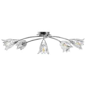Stropní lampa průhledná skleněná stínidla 5 žárovek E14 tulipán - obrázek 4