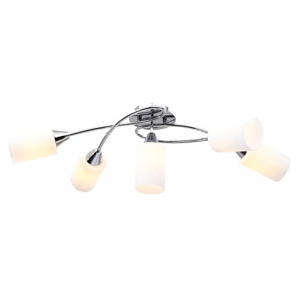 vidaXL laelamp keraamiliste varjudega 5 E14 pirni jaoks, valge koonus