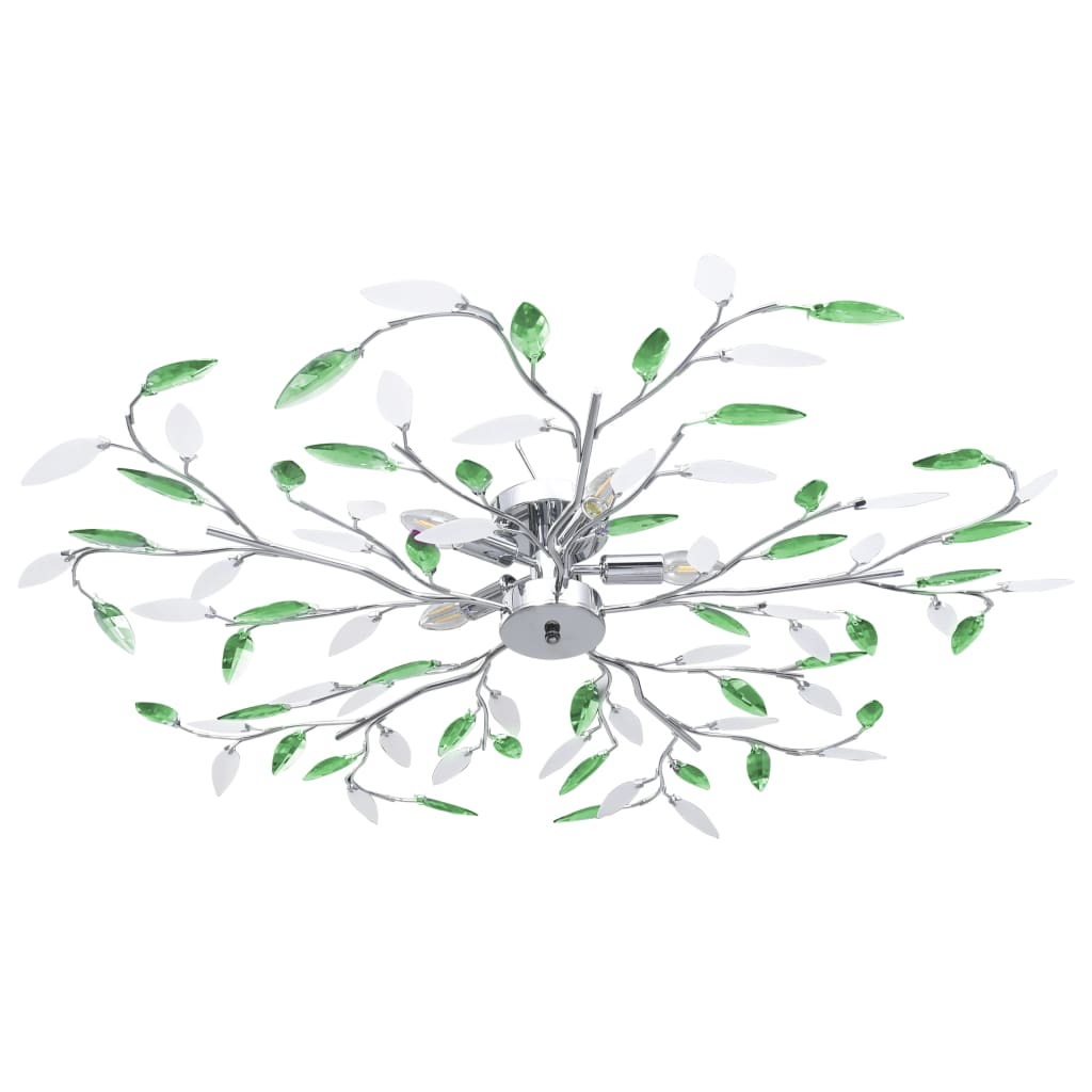 vidaXL Lustră cu brațe tip frunze cristal acrilic verde 5 becuri E14 vidaxl.ro