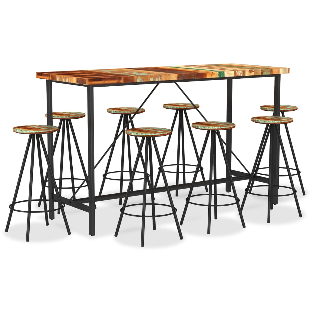 vidaXL 9-tlg. Bar-Set Recyceltes Massivholz