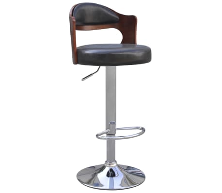 vidaXL Baro taburetės, 2vnt., juodos, lenkta mediena ir dirbtinė oda