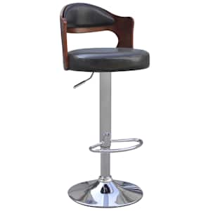 vidaXL Baro taburetės, 2vnt., juodos, lenkta mediena ir dirbtinė oda