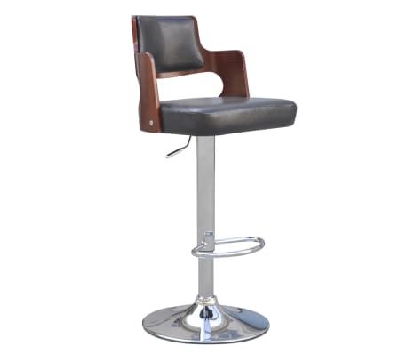 vidaXL Baro taburetės, 2vnt., juodos, lenkta mediena ir dirbtinė oda