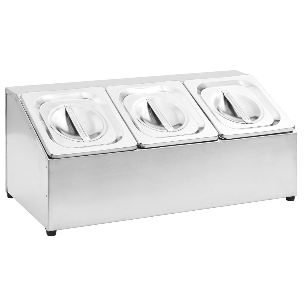vidaXL Nástavba na gastronádoby pro 3 GN 1/6 nádoby nerezová ocel