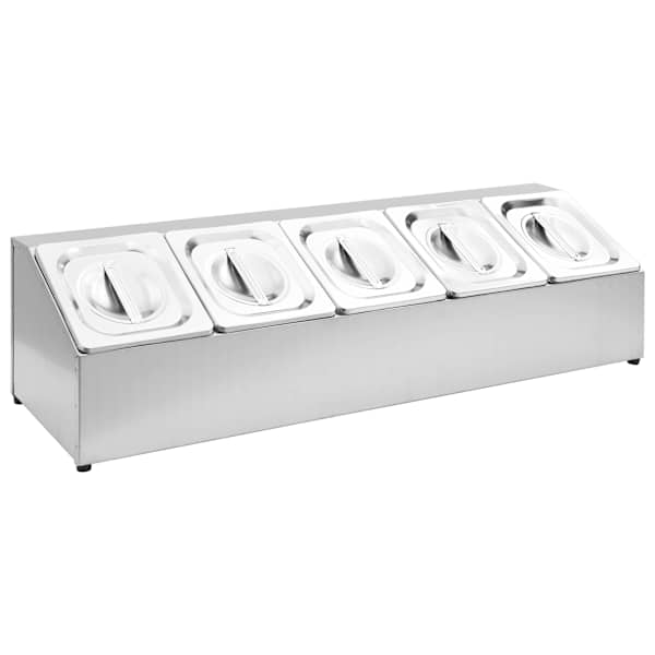 vidaXL toiduplaadi hoidja 5 GN 1/6 panniga, roostevaba teras