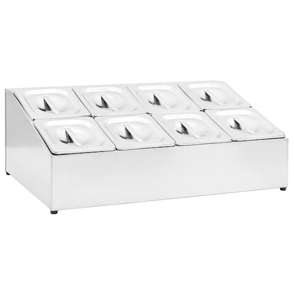 vidaXL toiduplaadi hoidja 8 GN 1/6 panniga, roostevaba teras