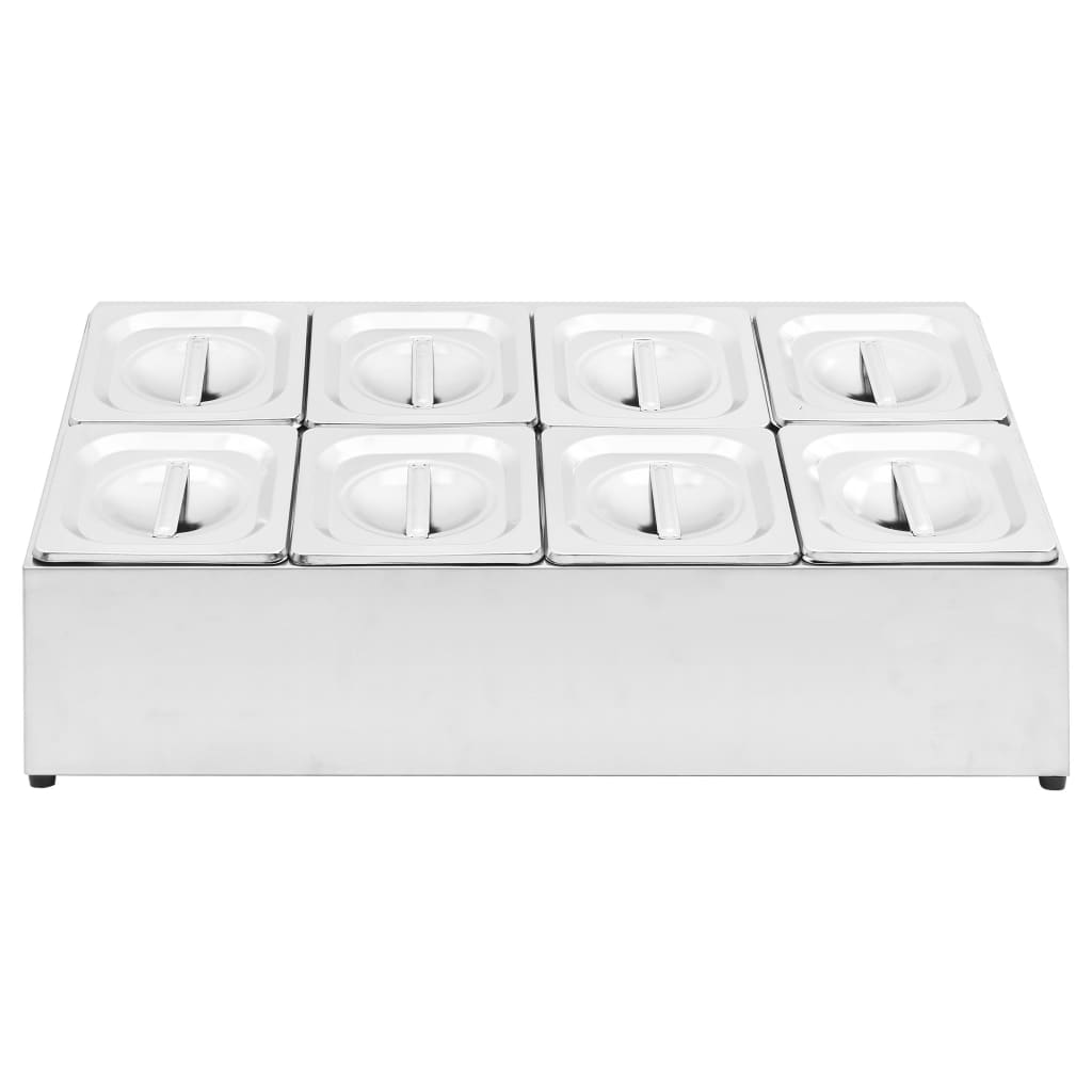 vidaXL Recipient Gastronorm cu 8 secțiuni GN 1/6 oțel inoxidabil