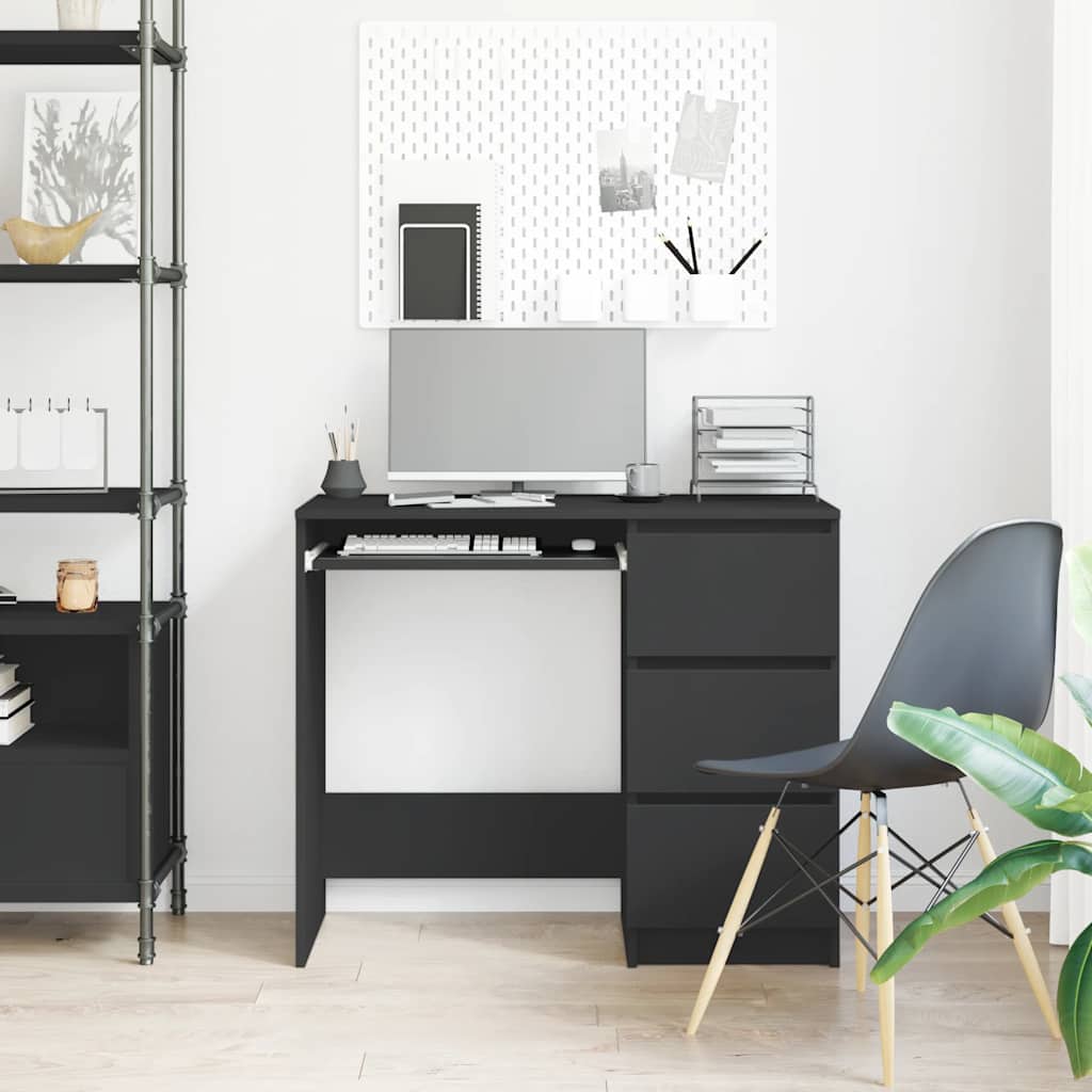 vidaXL Bureau 90x45x76 cm bewerkt hout zwart afbeelding