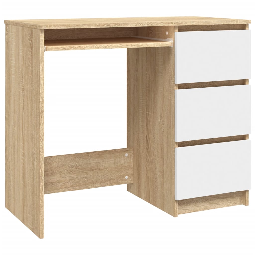 

vidaXL Desk White and Sonoma Oak 35.4"x17.7"x29.9" Engineered Wood