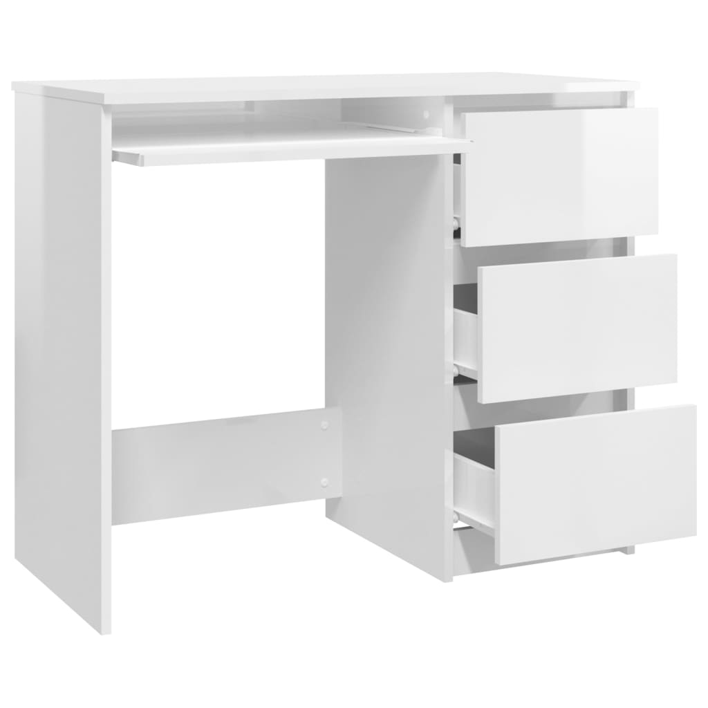Schreibtisch Hochglanz-Weiß 90 x 45 x 76 cm Spanplatte