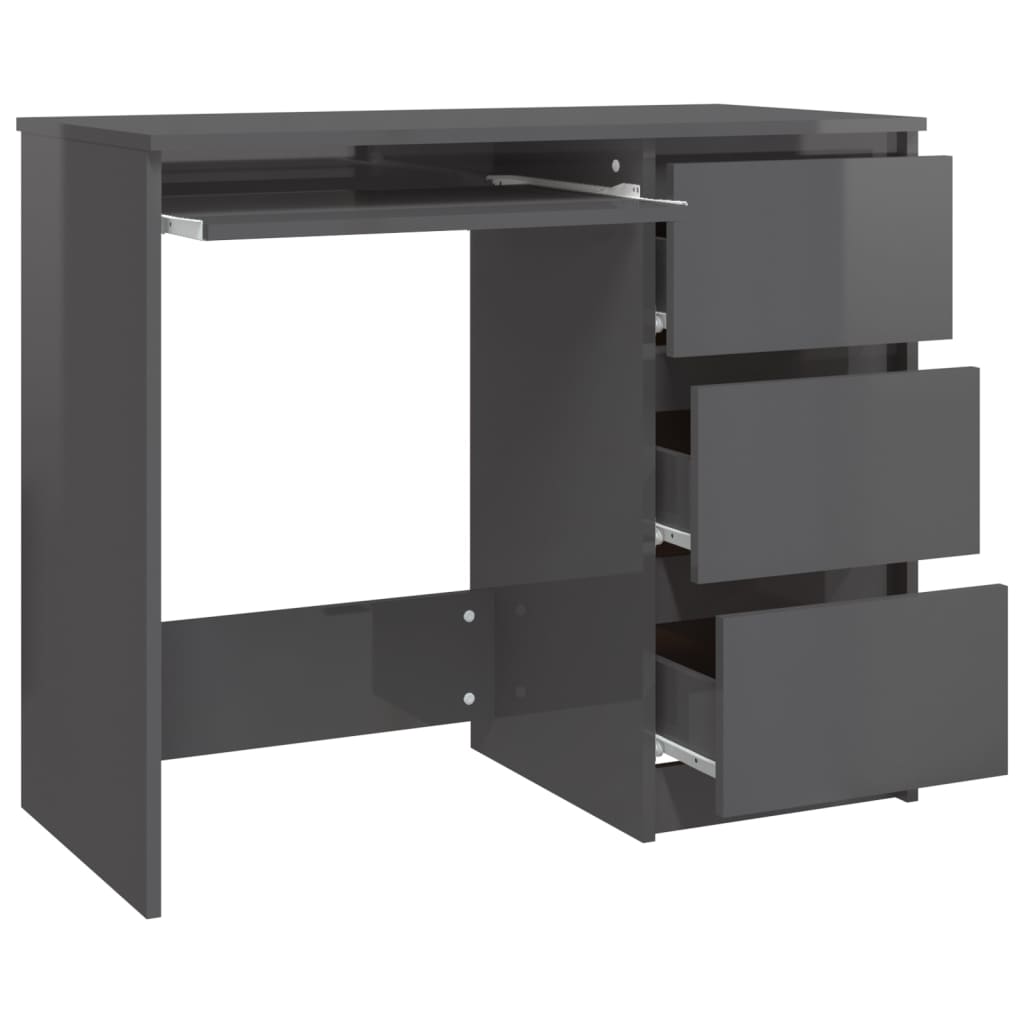 Schreibtisch Hochglanz-Grau 90 x 45 x 76 cm Spanplatte