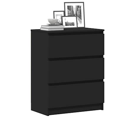 vidaXL Сайдборд, черен, 60x35x76 см, инженерно дърво