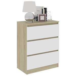 vidaXL サイドボード ホワイト＆ソノマオーク 60x33.5x76cm パーティクルボード