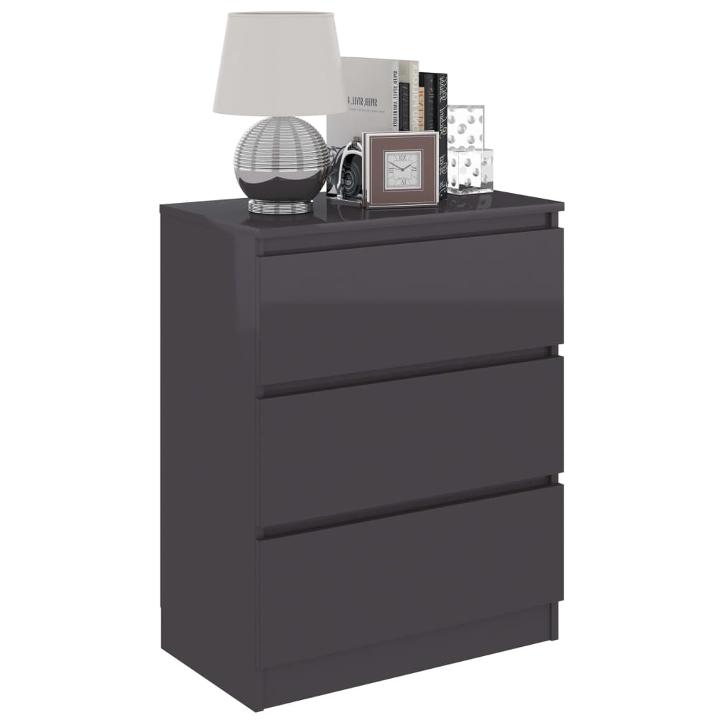 

vidaXL Dressoir 60x35x76 cm bewerkt hout hoogglans grijs
