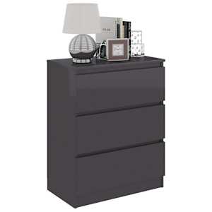vidaXL &Scaron;oninė spintelė, pilkos spalvos, 60x35x76cm, mediena, blizgi