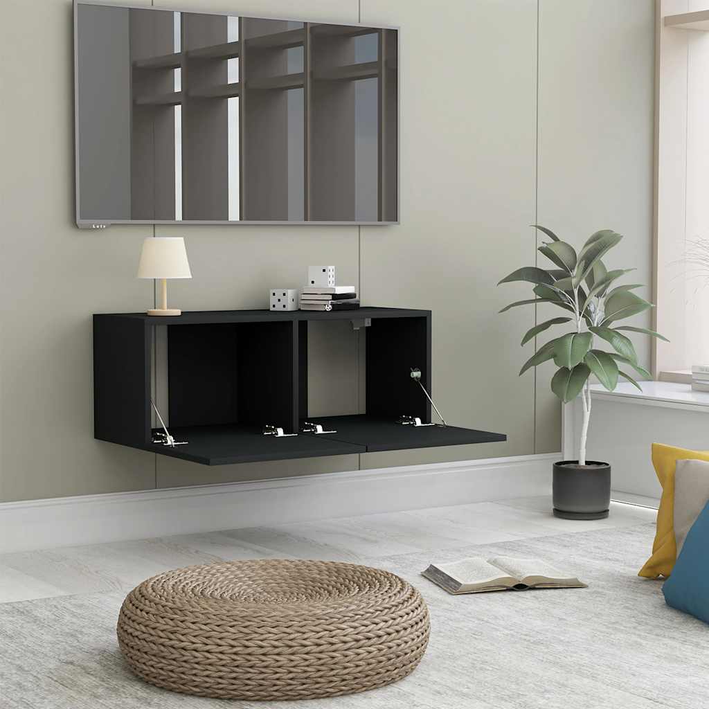 Thumbnail - vidaXL TV-Schrank Schwarz 80x30x30 cm Holzwerkstoff