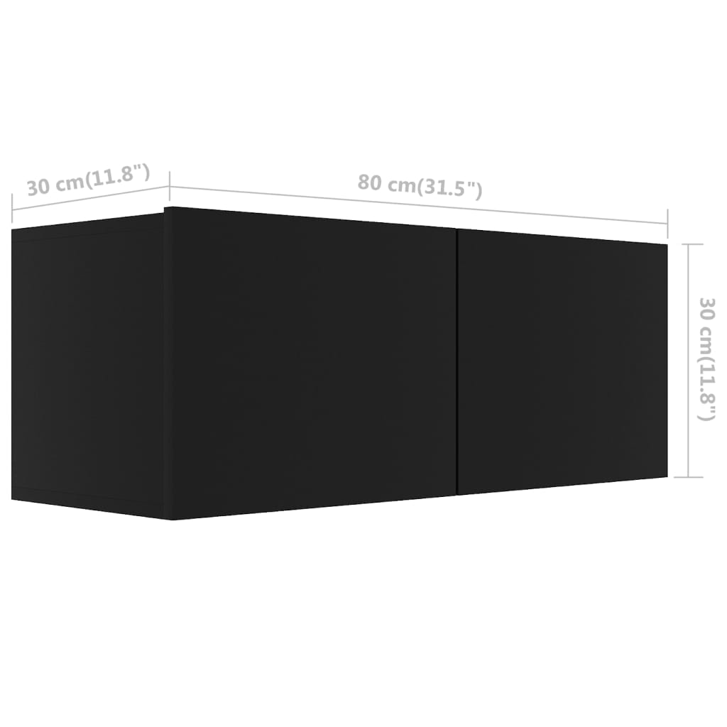 Meuble TV Noir 80x30x30 cm Aggloméré | meublestv.fr 10