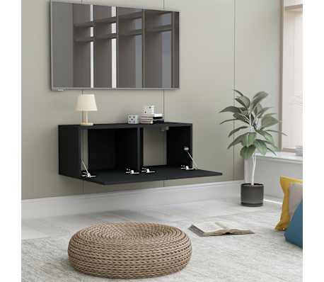 vidaXL Meuble TV Noir 80x30x30 cm Bois d&rsquo;ing&eacute;nierie