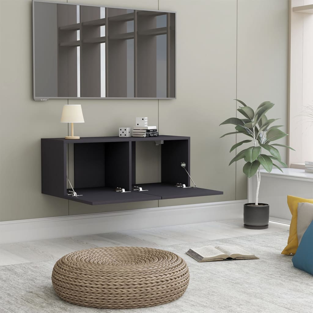 vidaXL Mueble para TV madera contrachapada gris 80x30x30 cm