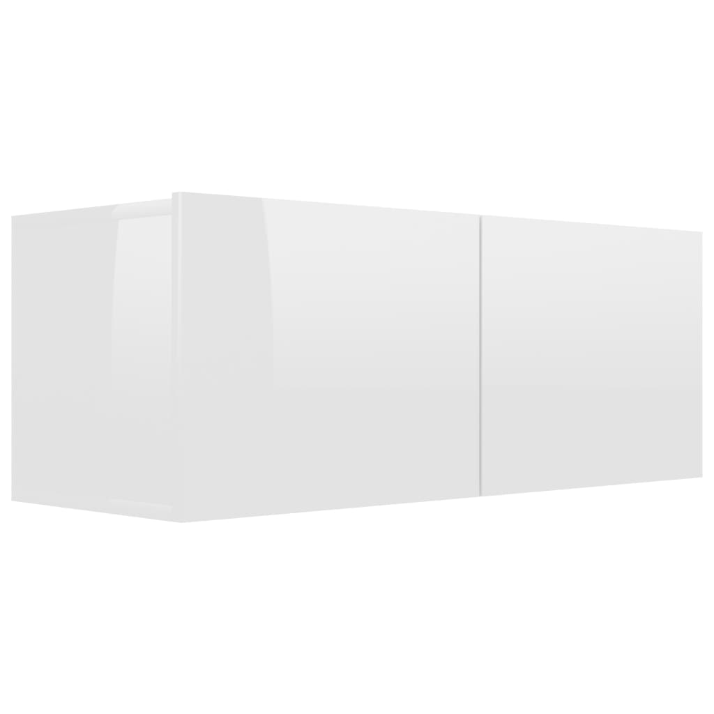 Meuble TV Blanc brillant 80x30x30 cm Aggloméré | meublestv.fr 3