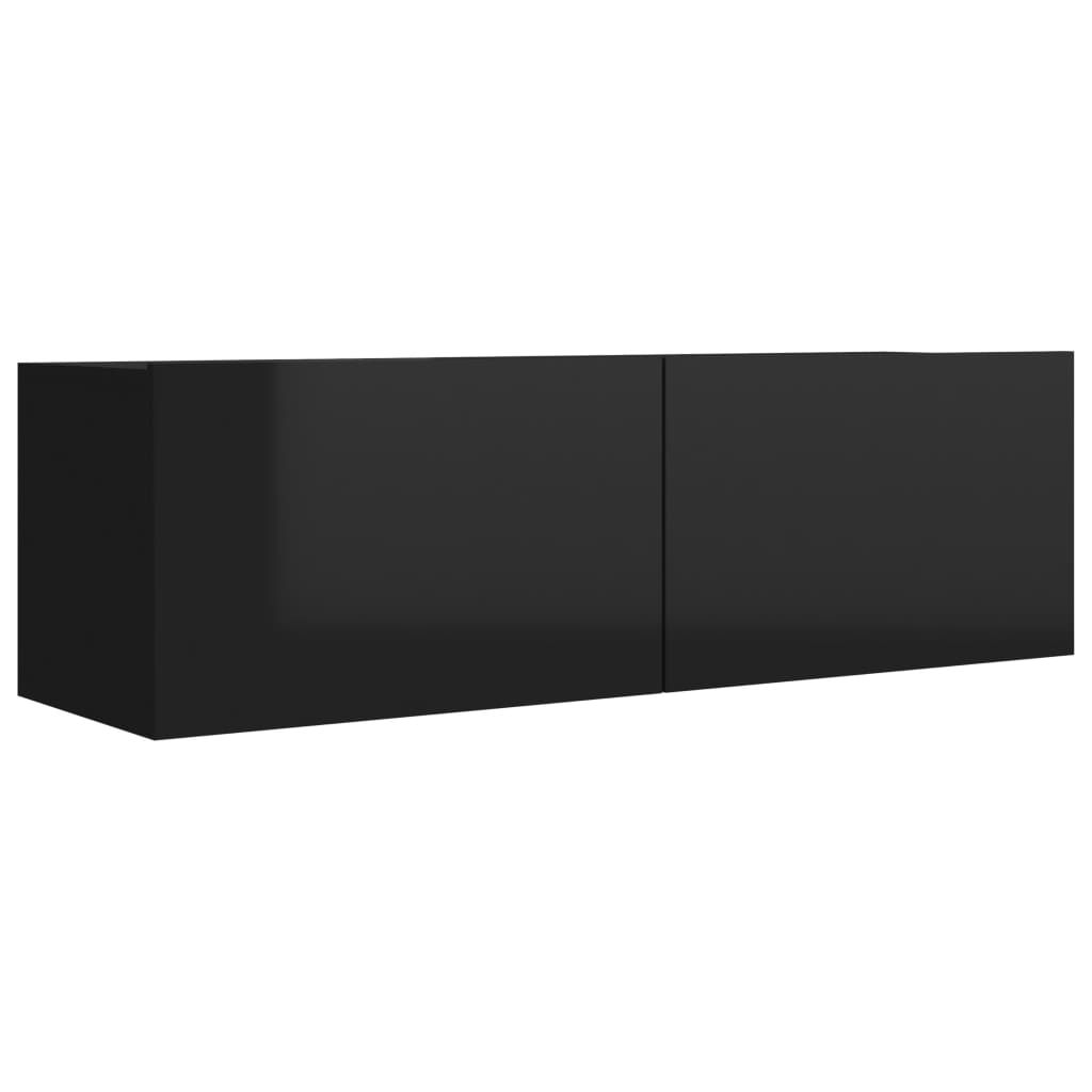 Meuble TV Noir brillant 100x30x30 cm Aggloméré | meublestv.fr 3