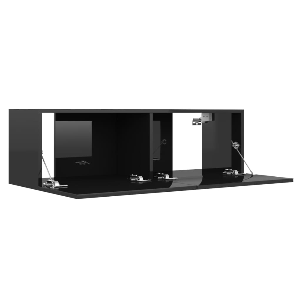 Meuble TV Noir brillant 100x30x30 cm Aggloméré | meublestv.fr 6