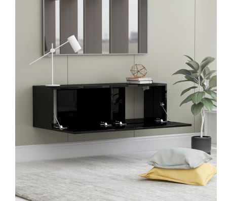 vidaXL TV-benk høyglans svart 100x30x30 cm konstruert tre