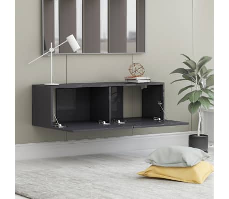 vidaXL TV-benk høyglans grå 100x30x30 cm konstruert tre